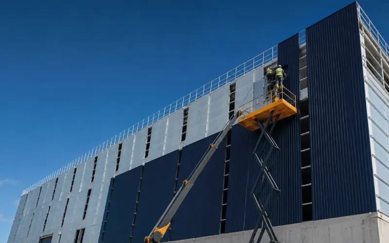 Insulated cladding panel installation with mineral wool insulation, Faclade project